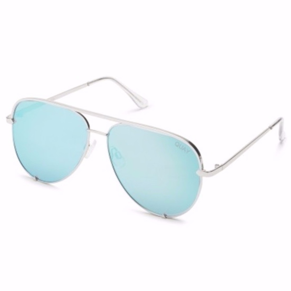 QUAY High Key Aviator Sunglasses (Blue & Silver)